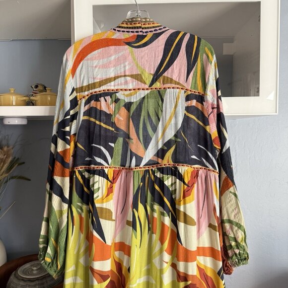 Anthropologie Conditions Apply Tiered Leaf Duster Kimono Jacket Topper - Picture 5 of 9